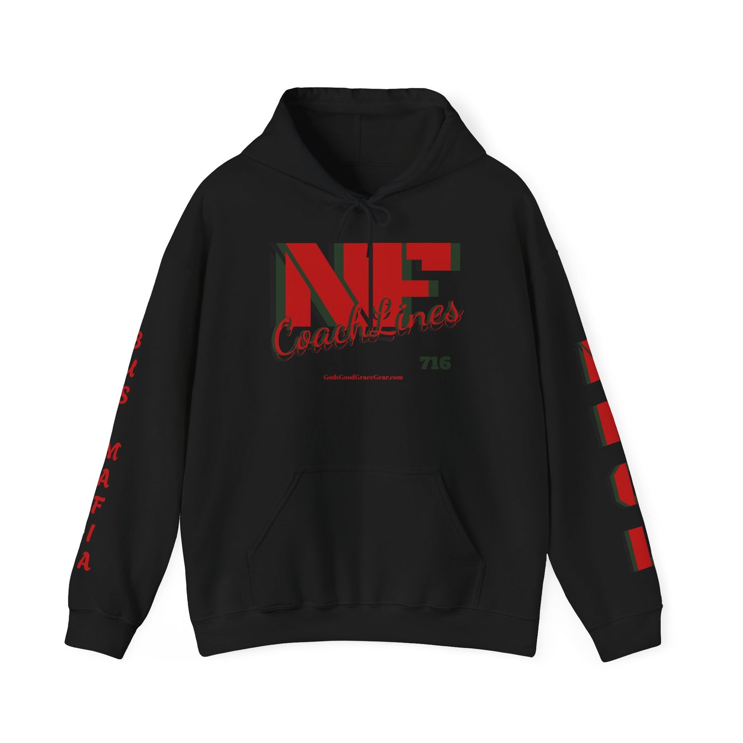 Z...NFCL WORK ATTIRE Hoodie with Red/hunter green grey ...Sleeve Graphics