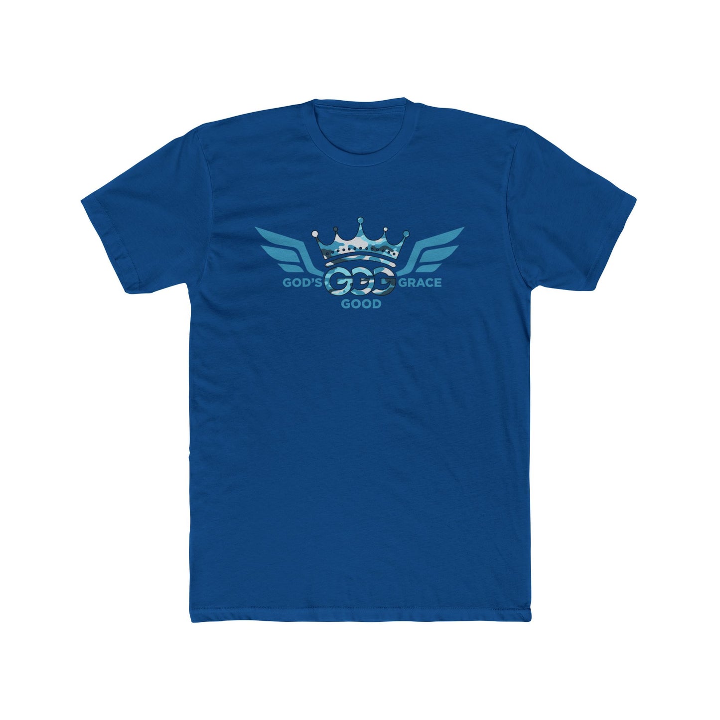 R...GGG....g...Blue Camouflage logo MULTIPLE COLORS Tee — Faith-Based Graphic T-Shirt