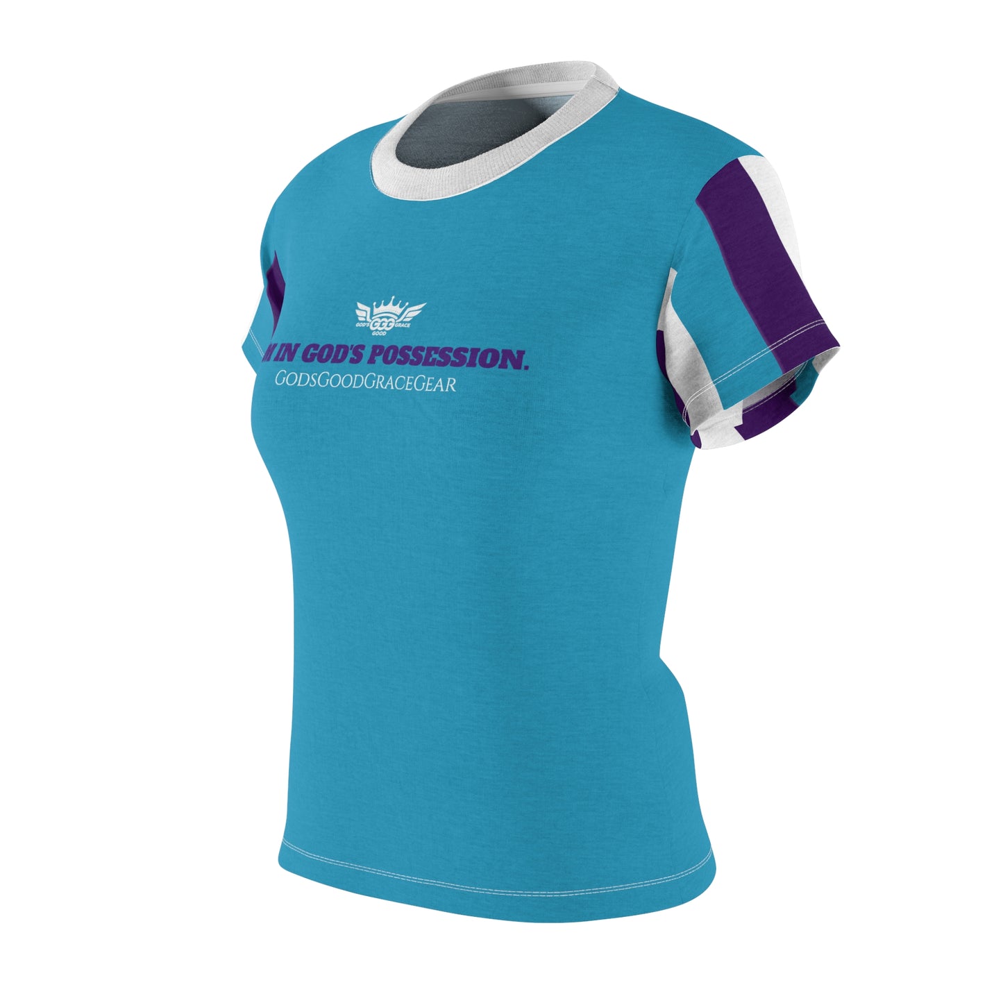 A........purple/turquoise/white Women's Cut & Sew Tee