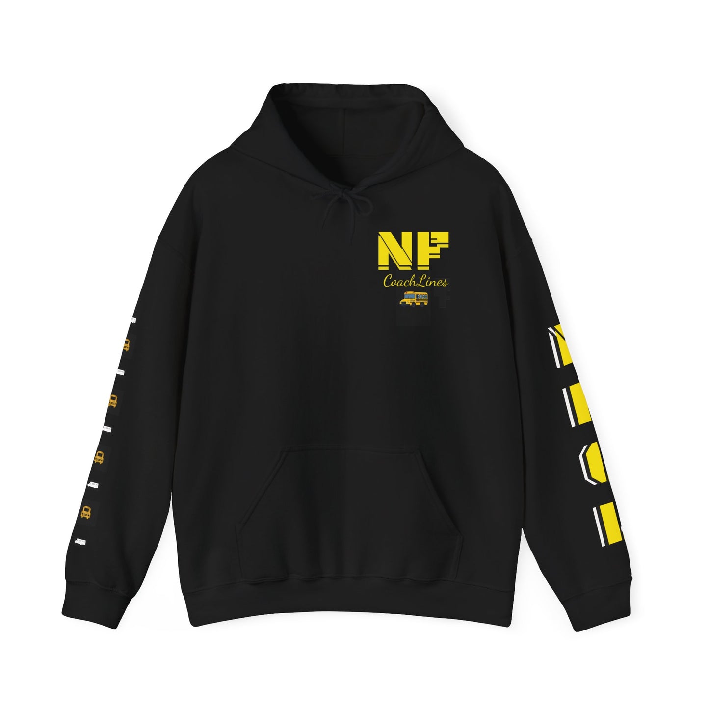 Z...i..NFCL WORK ATTIRE Niagara Falls Coach Lines Hoodie with yellow/black Sleeve Graphics