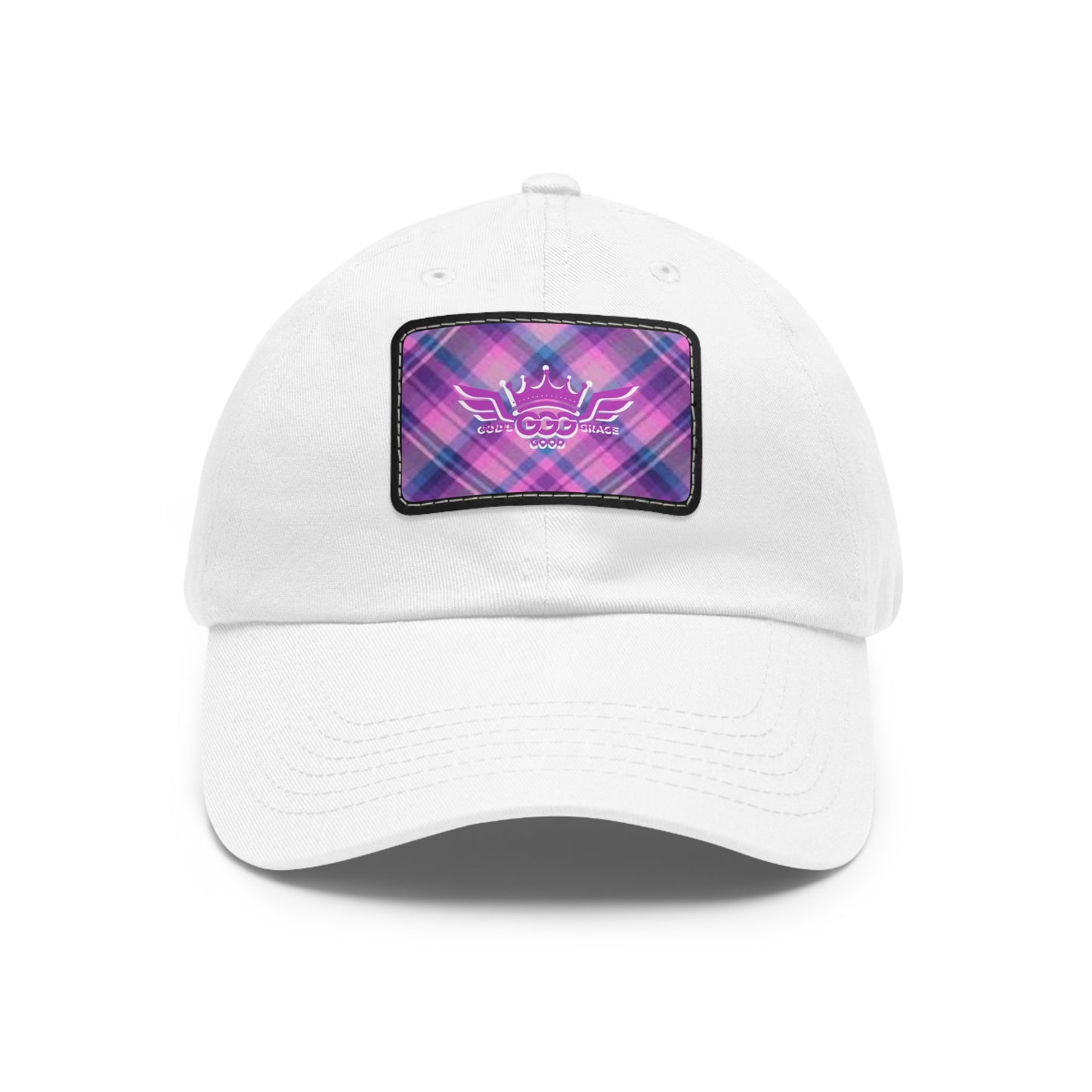 L...GGG a lite purple,white design WOMENS Hat with Leather Patch
