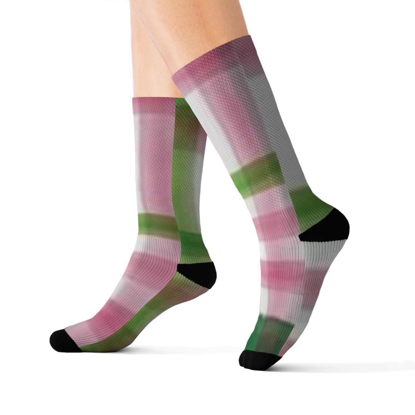 C...green/pink/white design Sublimation Socks ( Socks, t-shirt, hat SOLD SEPARATELY )