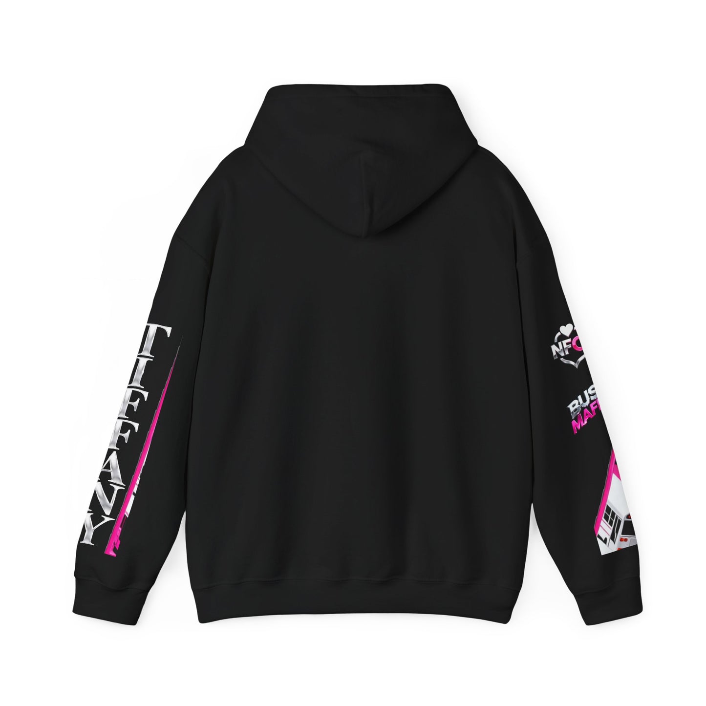 Zzz_TIFF CUSTOMIZED....NFCL WORK ATTIRE Niagara Falls Coach Lines Hoodie with HOT PINK,WHITE/BLACK Sleeve Graphics
