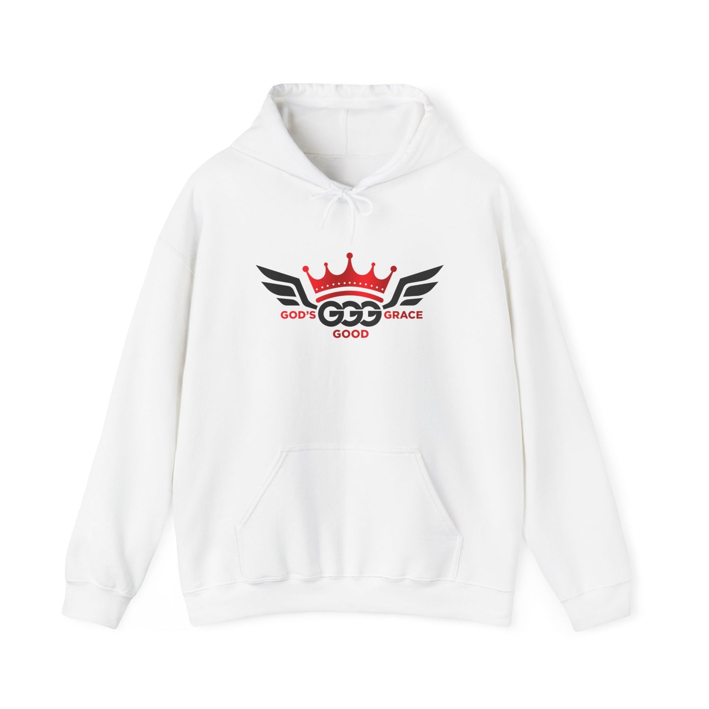 B.....RED/BLACK LOGO GGG White Unisex Heavy Blend™ Hooded Sweatshirt
