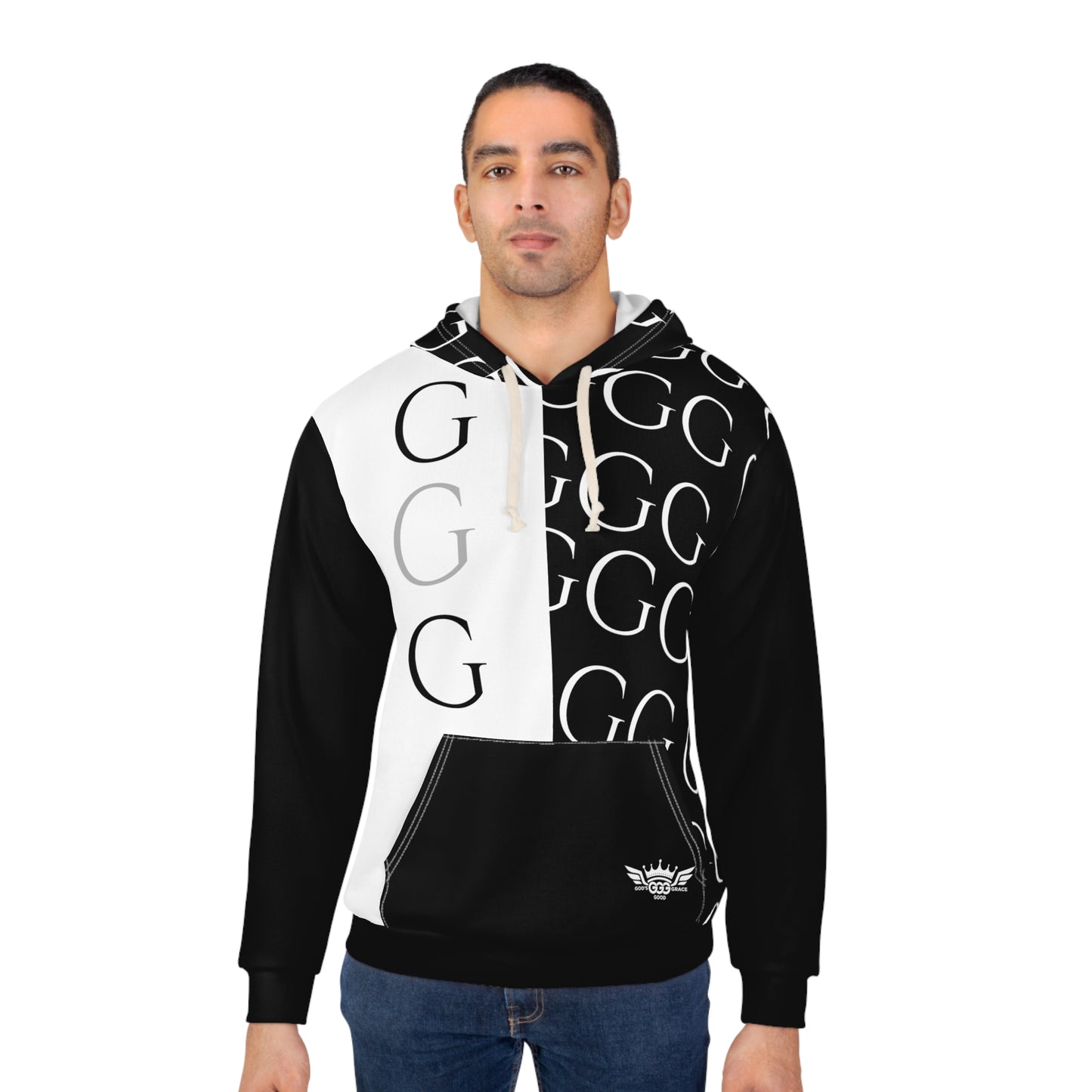 A..........GGG...POLYESTER BIG BOY BLACK WHITE DESIGN Unisex Pullover Hoodie