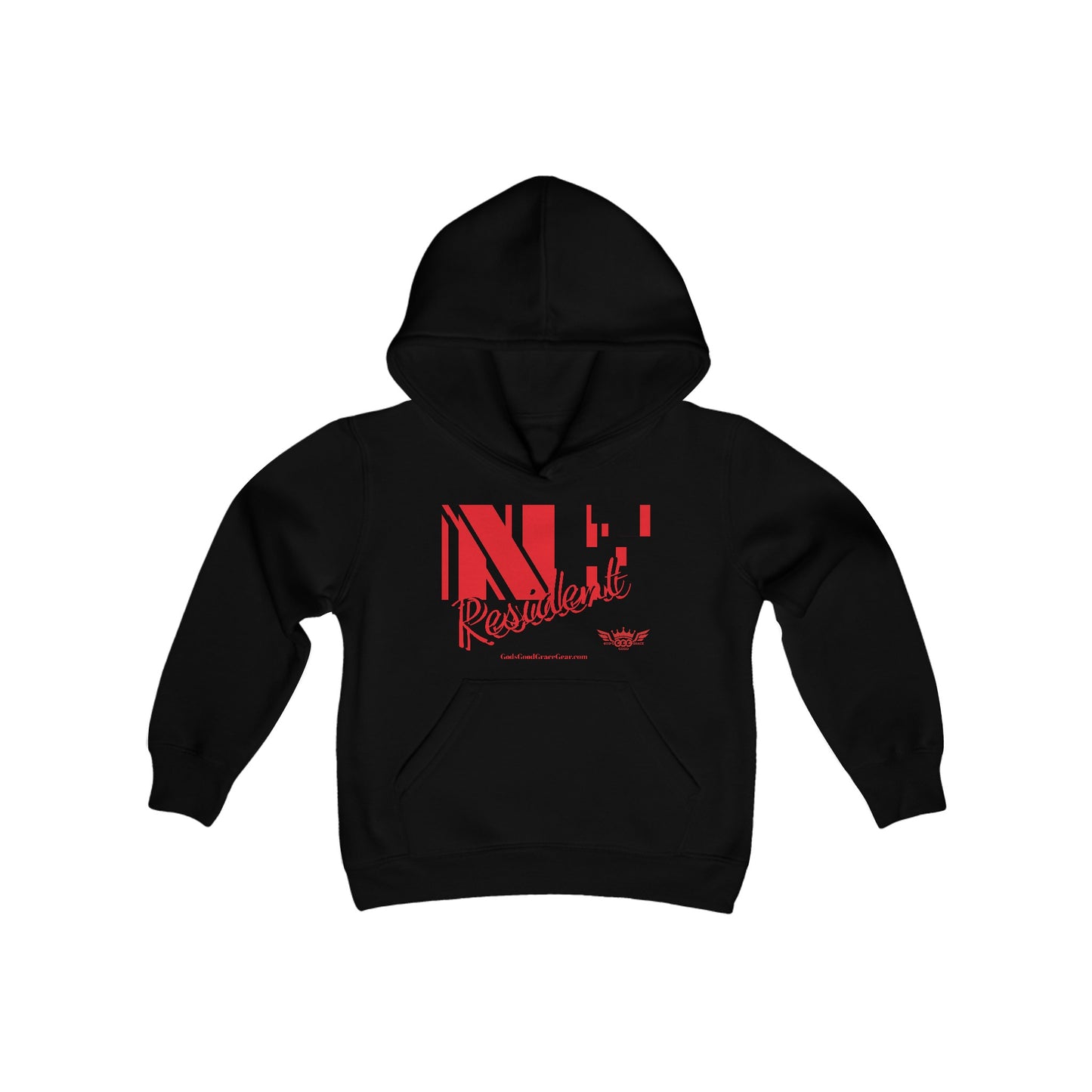 B.................."YOUTH" Heavy Blend NF Blended red/black GGG Hooded Sweatshirt