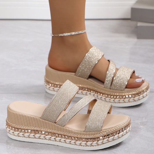 D...Women's Fish Mouth Buckle Wedge Sandals