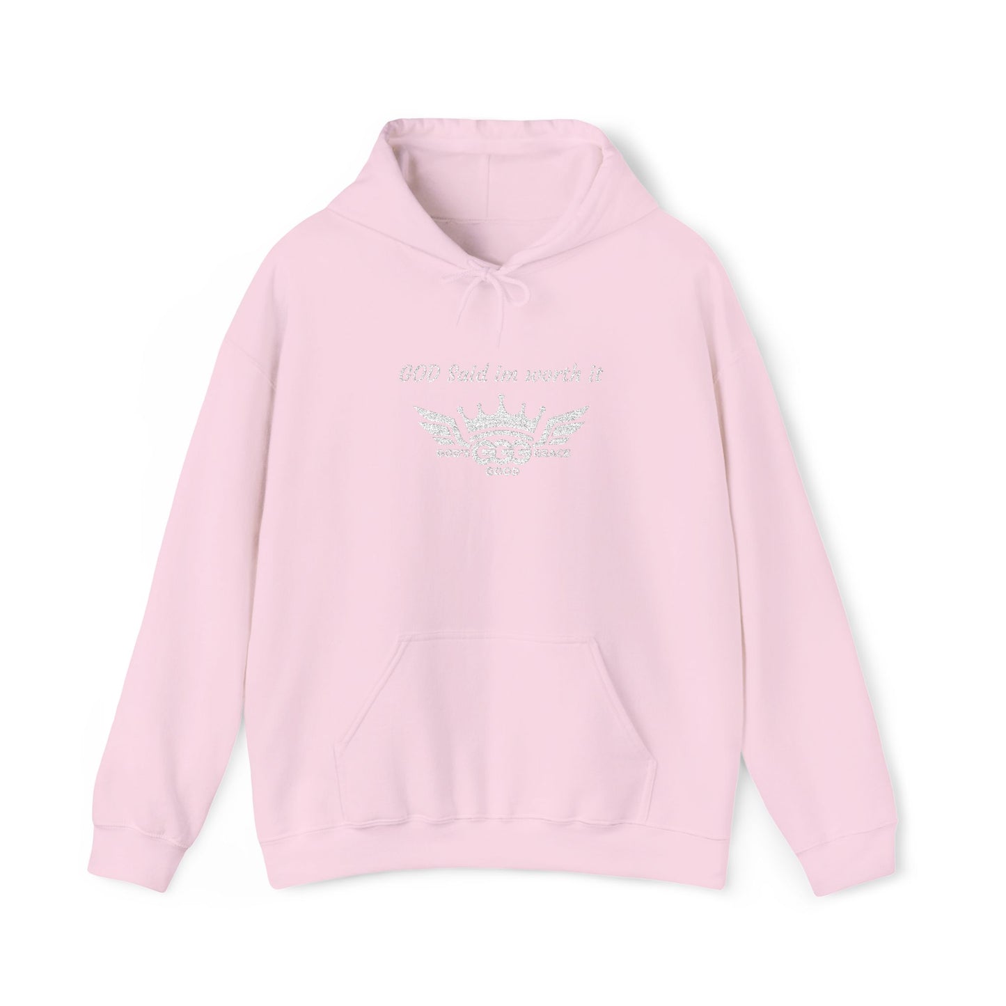 B...GGG b White Logo EMBROIDERY God said I'm worth it Hoodie MULTIPLE COLORS