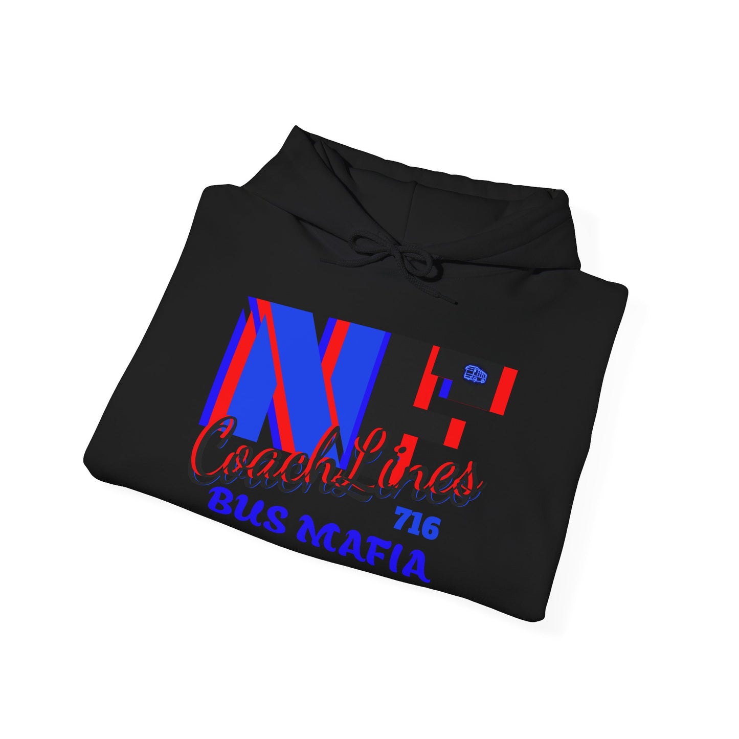 Z...b..NFCL WORK ATTIRE Niagara Falls Coach Lines Hoodie with Red/blue/black Sleeve Graphics