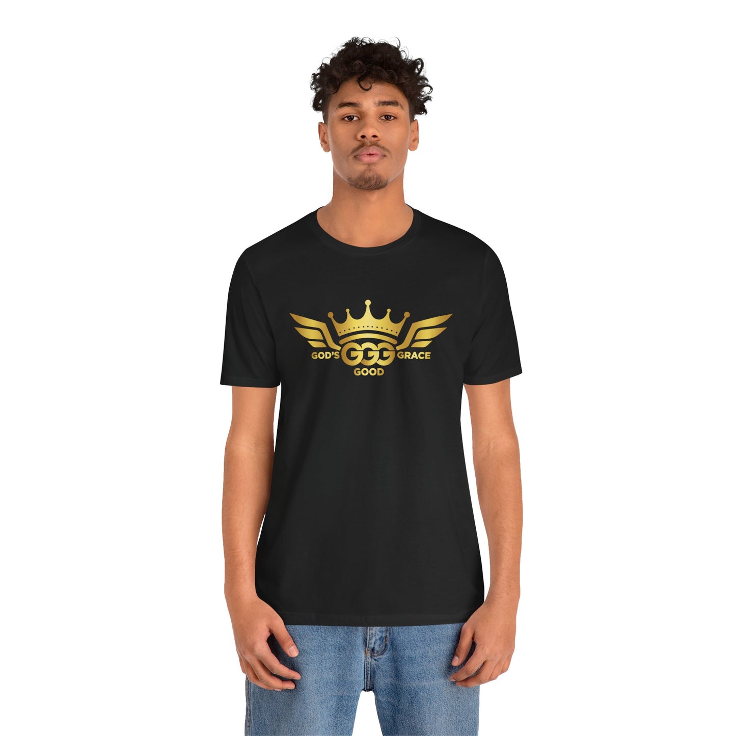 A...GOLD LOGO black Unisex Jersey Short Sleeve Tee