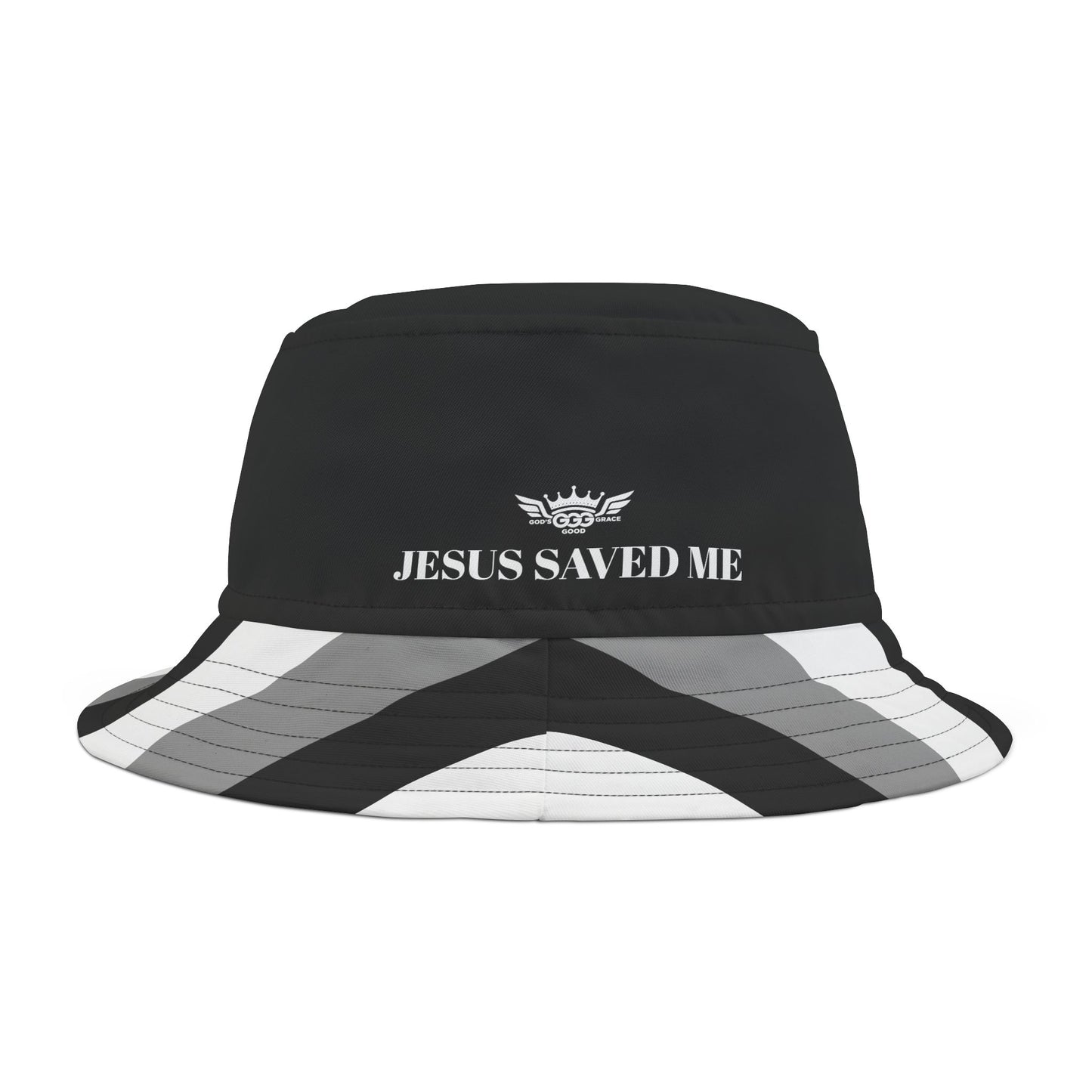 A.................JESUS SAVED ME black/gray/white Bucket Hat