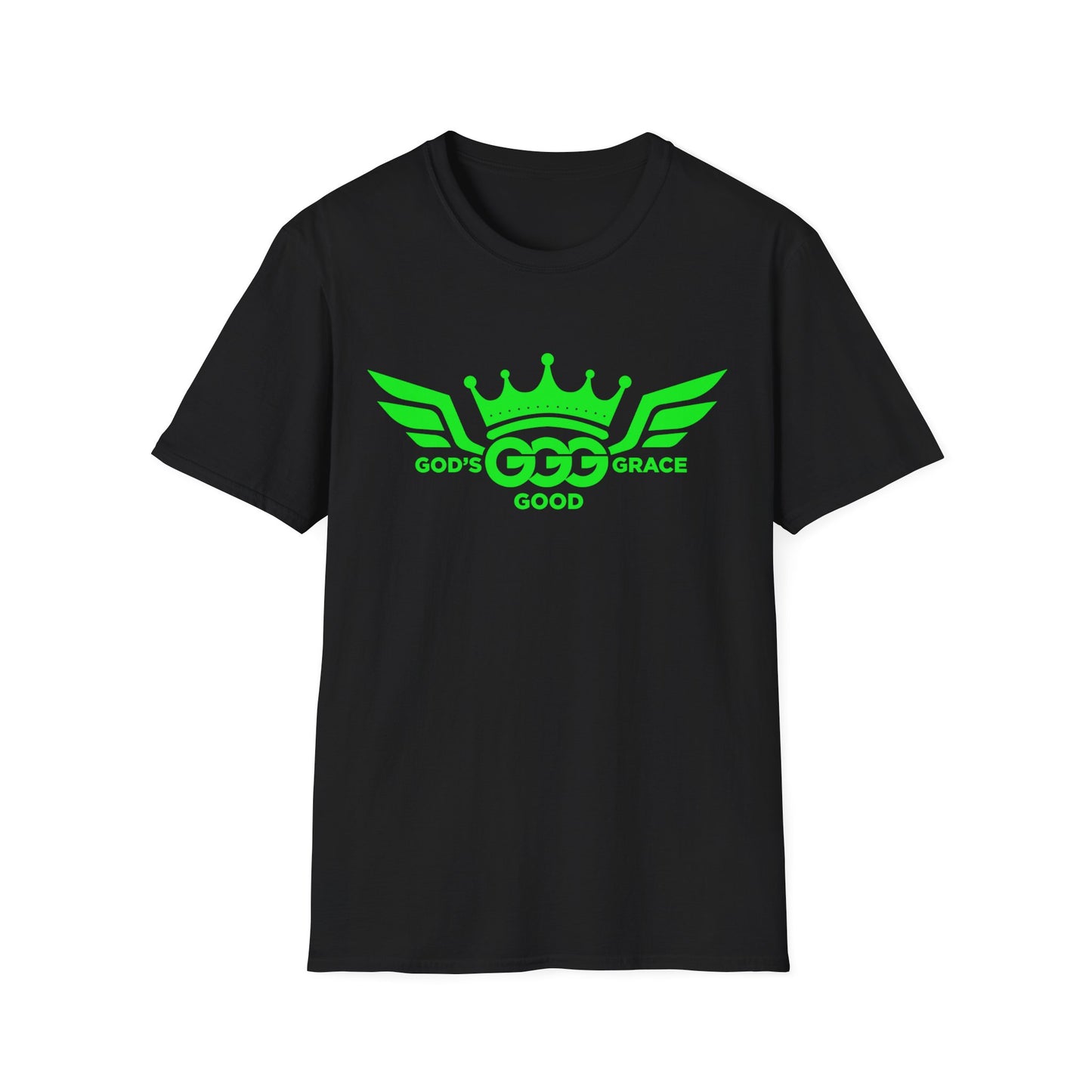 A.....MULTIPLE COLORS Florescent GREEN LOGO.. Unisex SOFTSTYLE T-Shirt