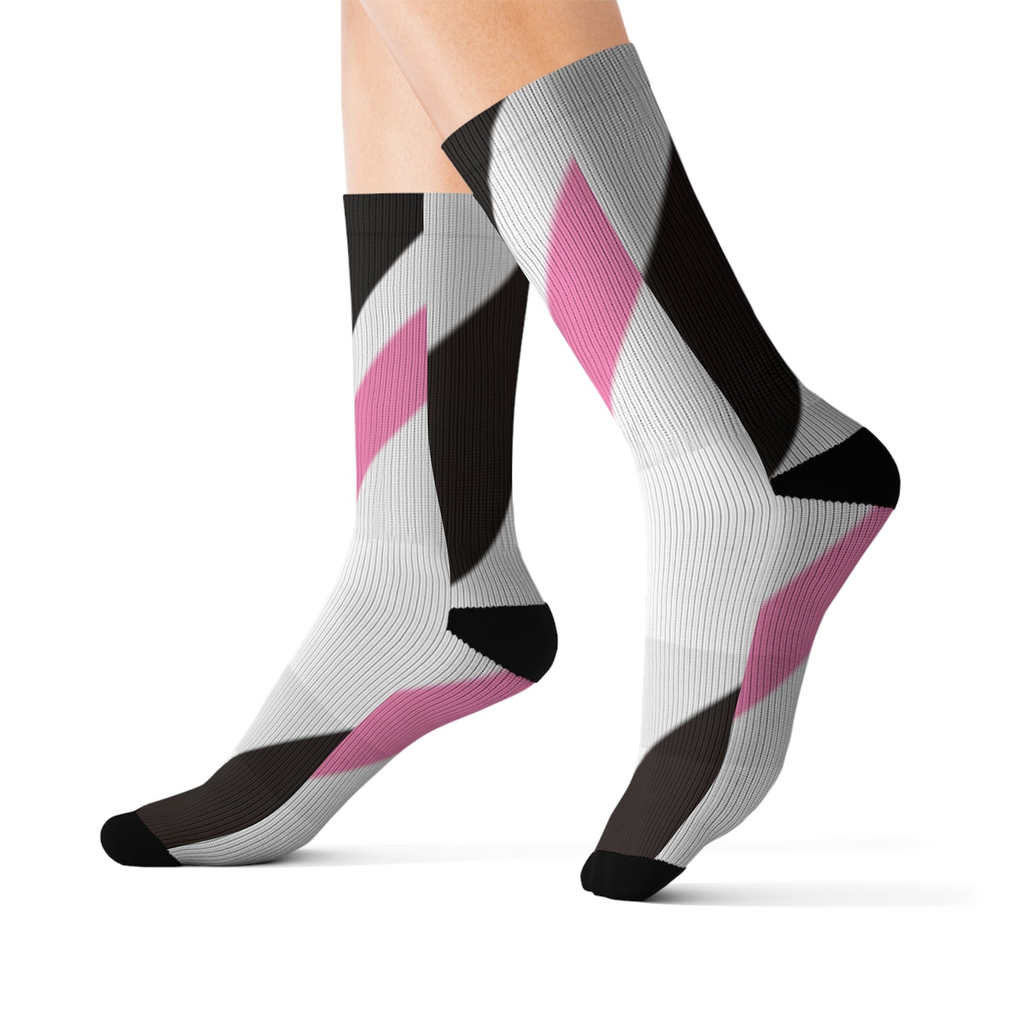 A......pink/white/brown GGG design Sublimation Socks