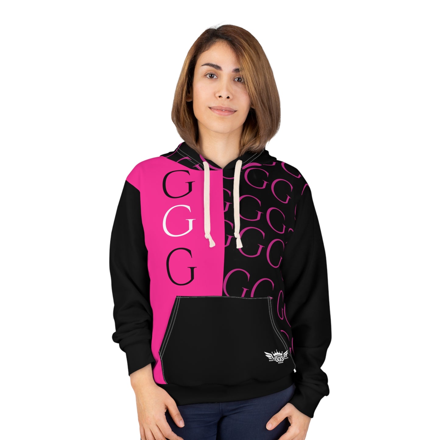 A..........GGG...POLYESTER BIG BOY PINK BLACK DESIGN Unisex Pullover Hoodie