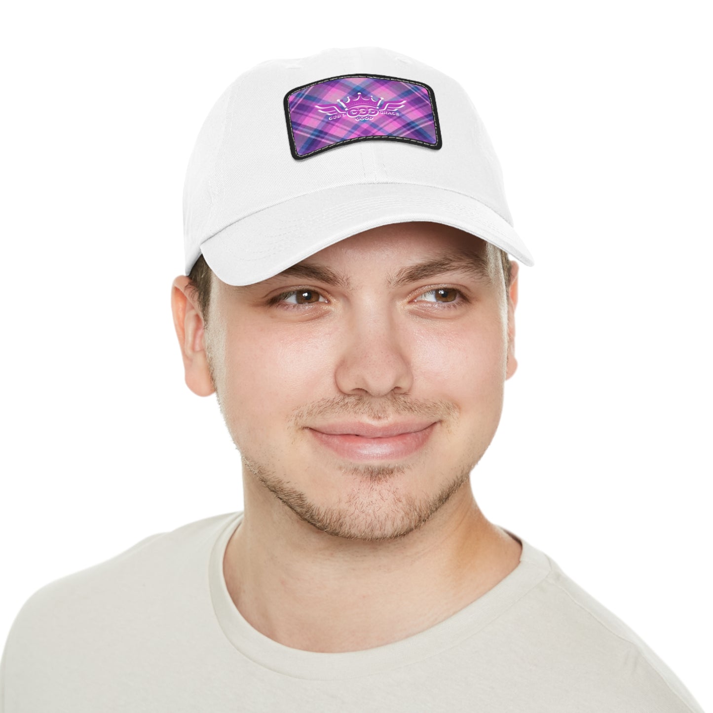 L...GGG a lite purple,white design WOMENS Hat with Leather Patch