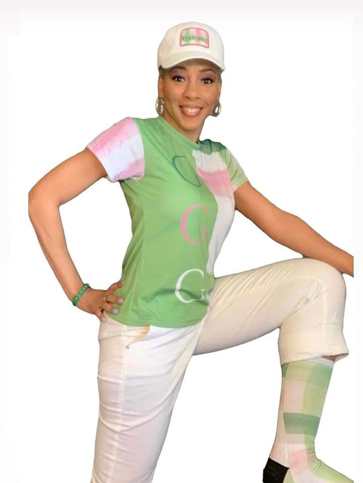 C...green/pink/white design Women's AOP Cut & Sew Tee ( T-shirt, hat, socks SOLD SEPERATELY )