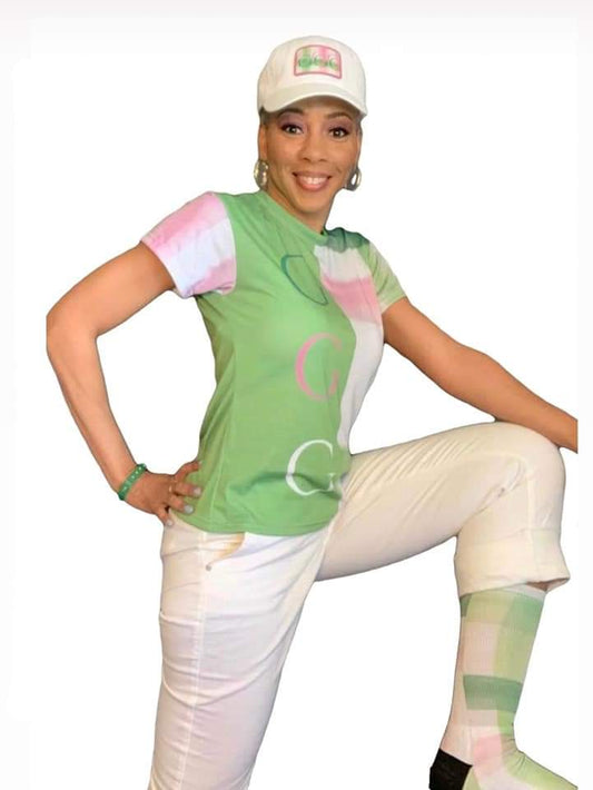 C...green/pink/white design Women's AOP Cut & Sew Tee ( T-shirt, hat, socks SOLD SEPERATELY )