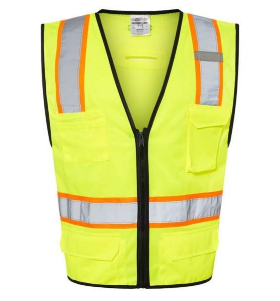 Z...NFCL WORK ATTIRE High-Visibility yellow Safety Vest — Class 2 Hi-Vis Work Vest with 6 Pockets