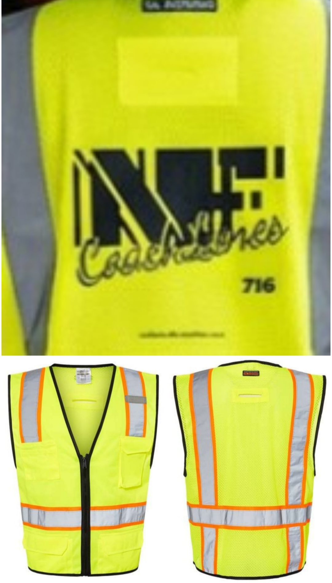Z...NFCL WORK ATTIRE High-Visibility yellow Safety Vest — Class 2 Hi-Vis Work Vest with 6 Pockets