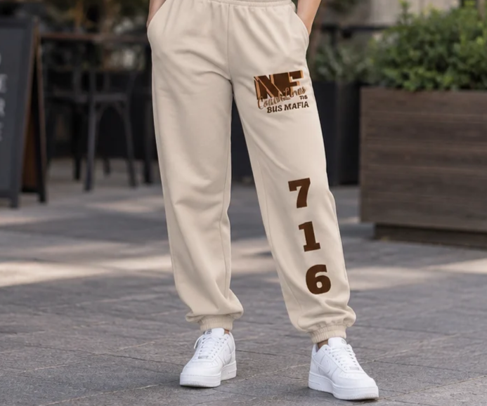 Z...n..NFCL WORK ATTIRE Customizable tan 716 Sweatpants — Personalized Text Joggers