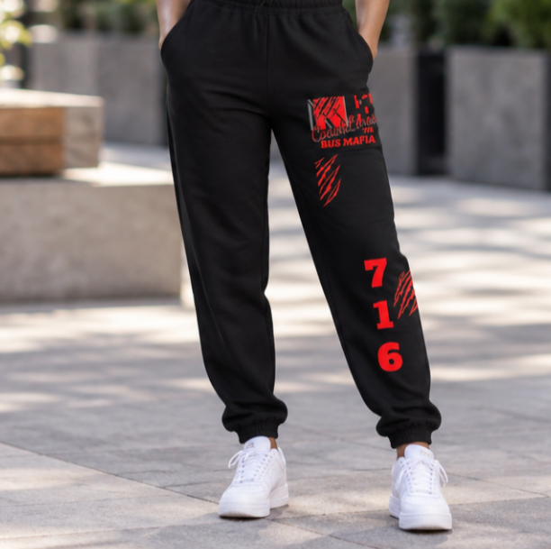 Z...p..NFCL WORK ATTIRE red/gray/black claw 716 Sweatpants — Personalized Text Joggers