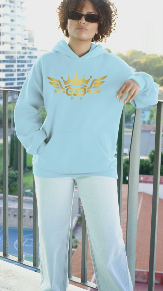 A...GOLD LOGO light blue Unisex Heavy Blend™ Hooded Sweatshirt