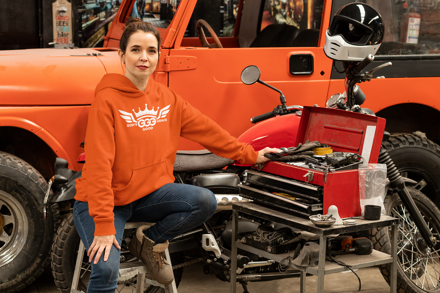 A...WHITE LOGO orange Unisex Heavy Blend™ Hooded Sweatshirt