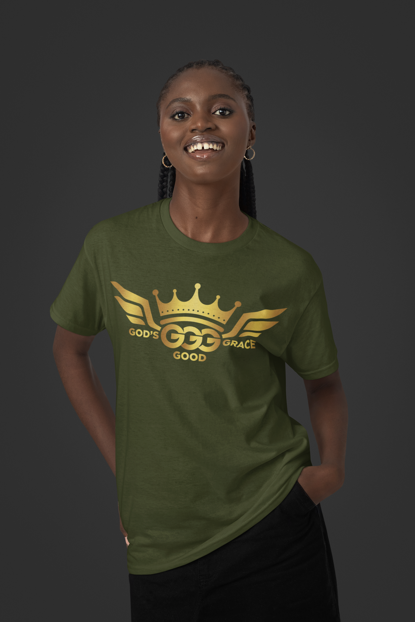 A...GOLD LOGO Army green Unisex SOFTSTYLE T-Shirt