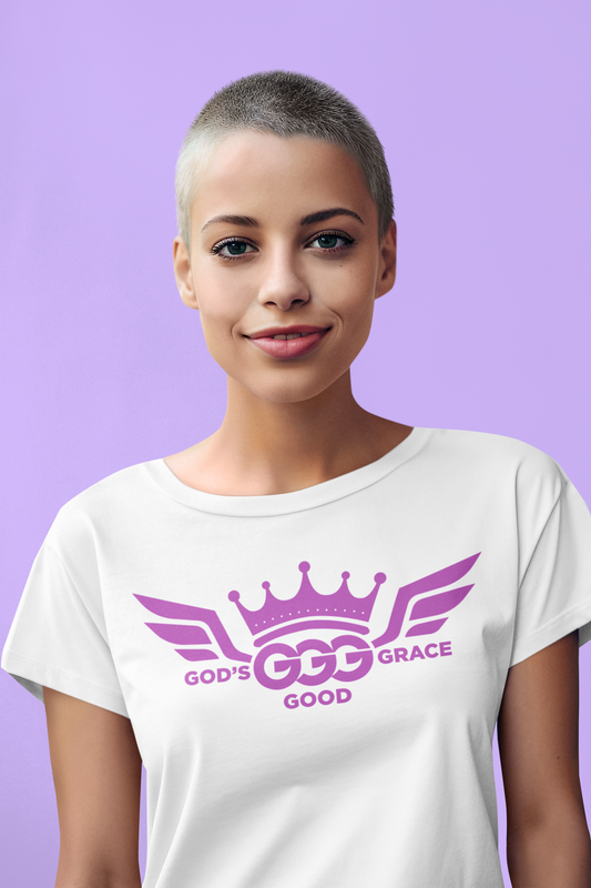 A....PURPLE LOGO WOMENS white Softstyle Tee