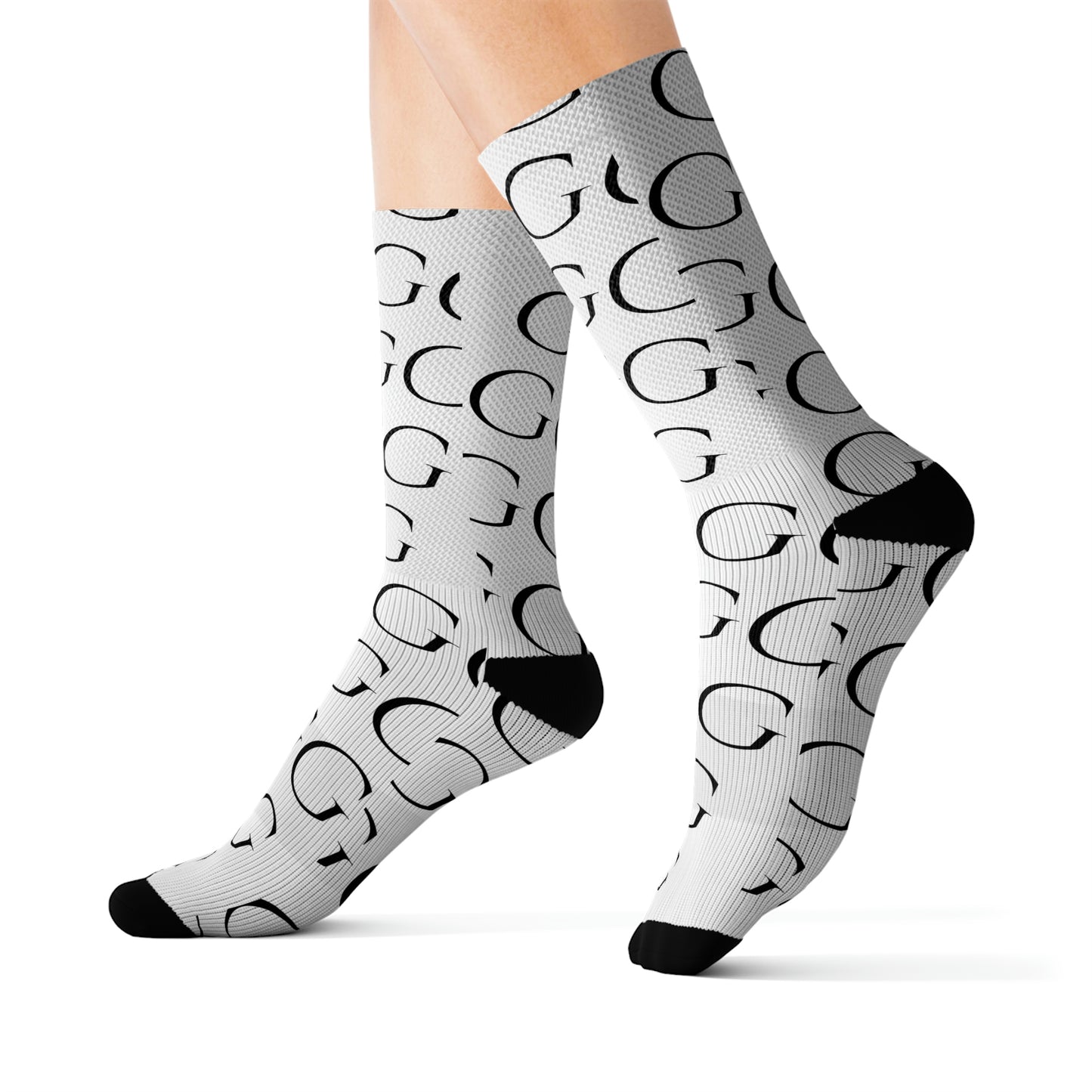 A..black design WOMENS SOCKS white/black Sublimation Socks (sock tshirt hat SOLD SEPARATELY)