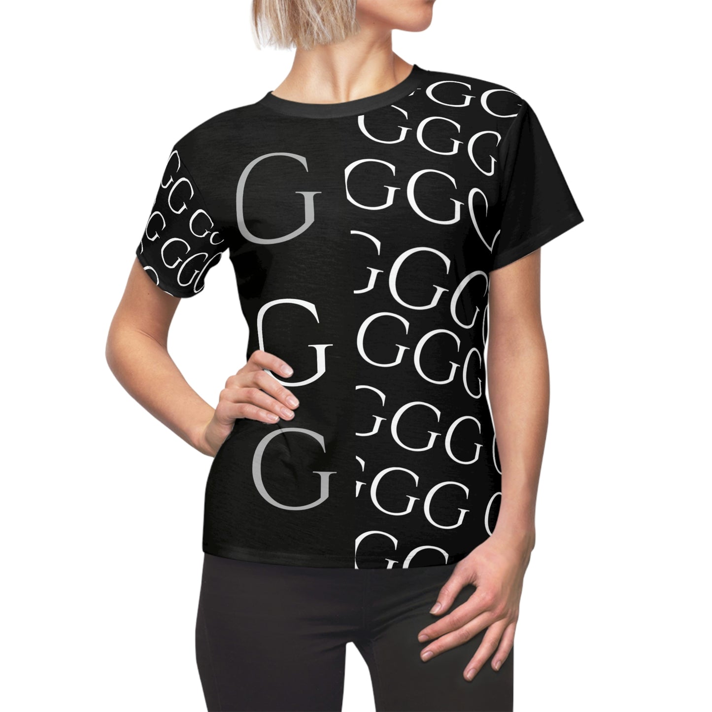 A..black white design WOMENS STYLE TSHIRT black AOP Cut & Sew Tee (tshirt, hat, socks SOLD SEPARATELY)